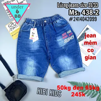 Quần jean ngắn bé trai co giãn (50g đến 65kg ) ( HB : 438-2)