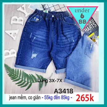 Quần jean ngắn bé trai co giãn ( 55kg đến 85kg ) (HA :A3418- XĐ)