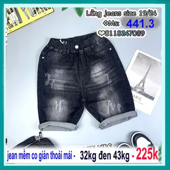 Quần jean ngắn bé trai co giãn (32kg đến 43kg ) (HB :441.3 )