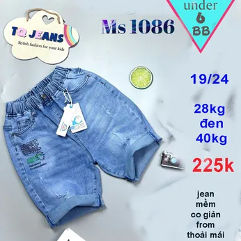 Quần jean ngắn bé trai co giãn (28kg đến 40kg )(TQ:1086)