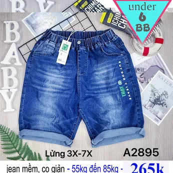 Quần jean ngắn bé trai co giãn size lớn (55kg đến 85kg ) ( A2895)