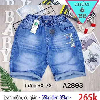 Quần jean ngắn bé trai co giãn size lớn (55kg đến 85kg ) ( A2893)