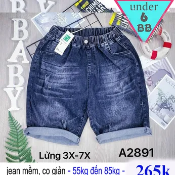 Quần jean ngắn bé trai co giãn size lớn (55kg đến 85kg ) ( A2891)