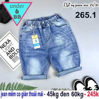 Quần jean ngắn bé trai co giãn (45kg đến 60kg )(MS: 265.1)