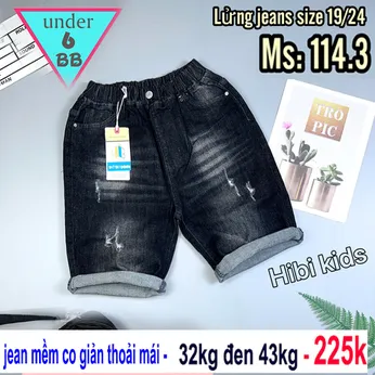 Quần jean ngắn bé trai co giãn (32kg đến 43kg ) (HB 114.3)