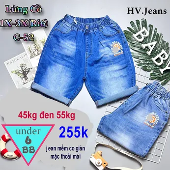 Quần jean ngắn bé trai co giãn (45kg đến 55kg ) (HV C52)