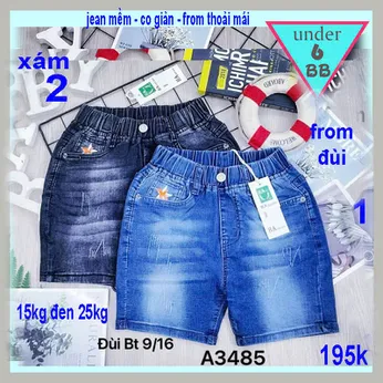 Quần jean ngắn bé trai co giãn ( 15kg đến 28kg ) ( HA : A3485.1 )