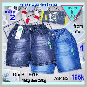 Quần jean ngắn bé trai co giãn ( 15kg đến 28kg ) ( HA : A3483.1.2 )