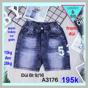 Quần jean ngắn bé trai co giãn (Đ-15Kg đến 28kg)(A3176)