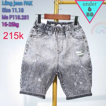 Quần jean ngắn lưng thun bé trai ( 16kg đến 25kg ) ( P118-281) 