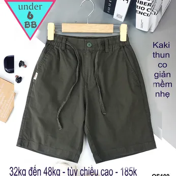 Quần kaki bé trai ngắn (32kg đến 48kg)  lưng thun dây rút màu trơn đơn giản cho bé đi chơi , đi học