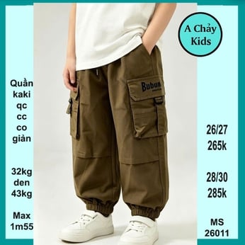 Quần kaki dài bé trai ( QC: Mã 26011 - 32kg đến 43kg )