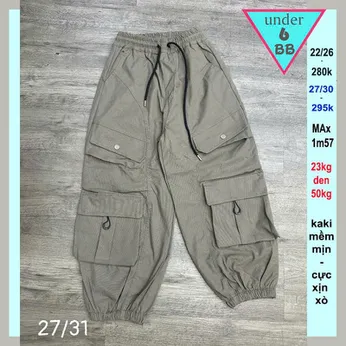 Quần kaki dài bé trai jogger túi hộp (23kg đến 50kg )