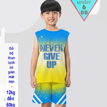 Đồ bộ bé trai thun lạnh sát nách in số NEVER GIVE UP - 23 phong cách thể thao cho bé đi chơi , đi học