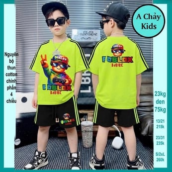 Set đồ bộ bé trai hoạt hình in hình Robloxx phong cách cá tính cho bé đi chơi , du lịch