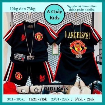 Set đồ bộ bé trai tay ngắn in chữ phong cách thể thao cá tính cho bé diện đi chơi , đi học