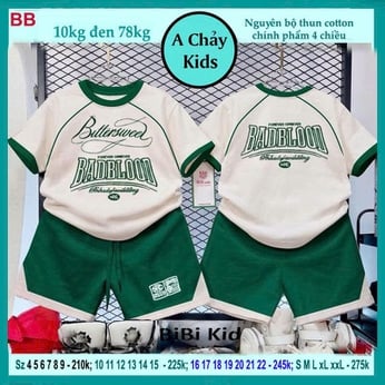 Set đồ bộ bé trai tay ngắn in chữ BADBLOOD phối viền phong cách cực sang cho bé diện phố , du lịch