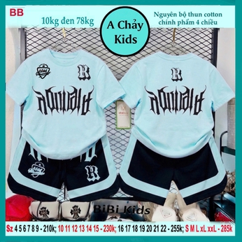 Set đồ bộ bé trai tay ngắn in chữ phong cách hiphop cực ngầu cho bé diện phố