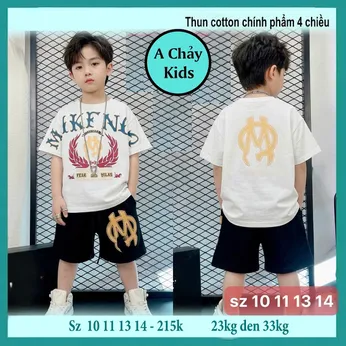 Set đồ bộ bé trai tay ngắn in chữ mang phong cách thời trang cá tính siêu ngầu cho bé đi chơi , đi học