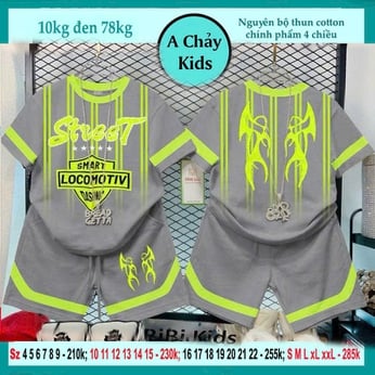 Set đồ bộ bé trai tay ngắn in chữ Street phong cách hiphop siêu ngầu