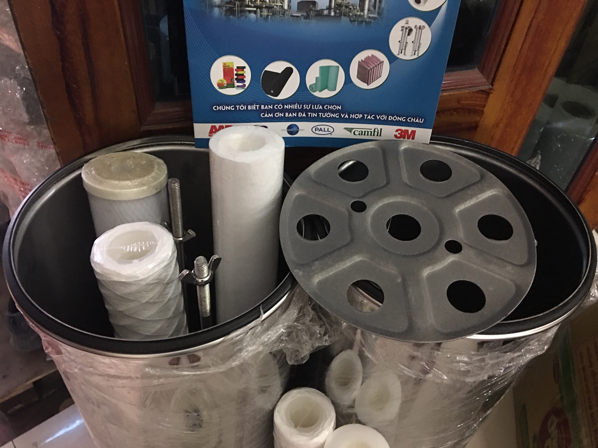 cách gắn lõi vào bên trong Bình lọc công nghiệp 7 lõi 30 inch Trung Quốc