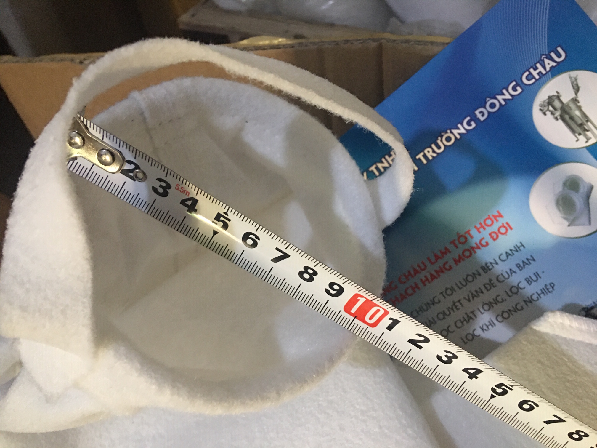 đo test chính xác kích thước Túi vải lọc polyester vòng inox size 4