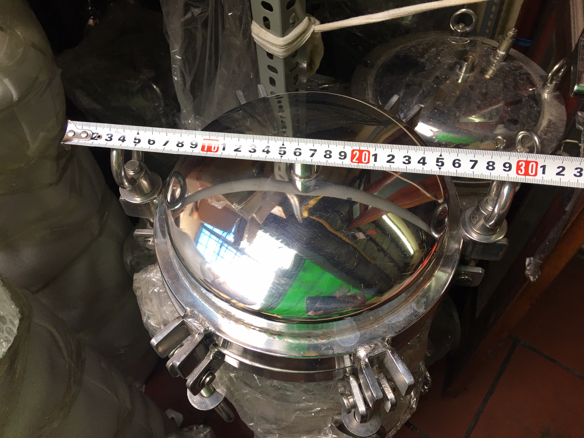 đo test chi tiết nắp đậy Bình inox 304 lọc thô chứa 5 lõi 30 inch