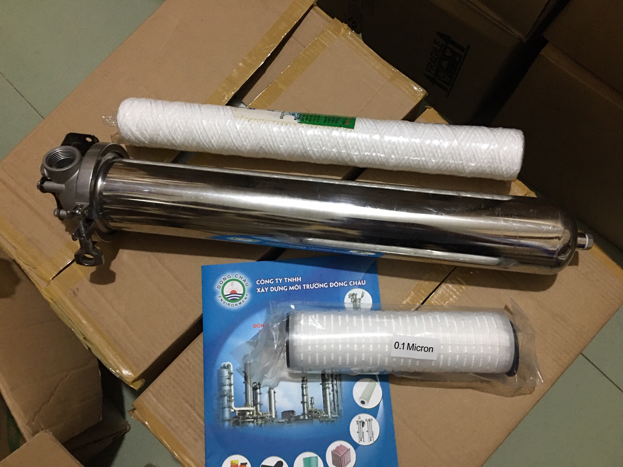 liên hệ đông châu phân phối Cốc lọc 1 lõi DOE 20 inch Clamp