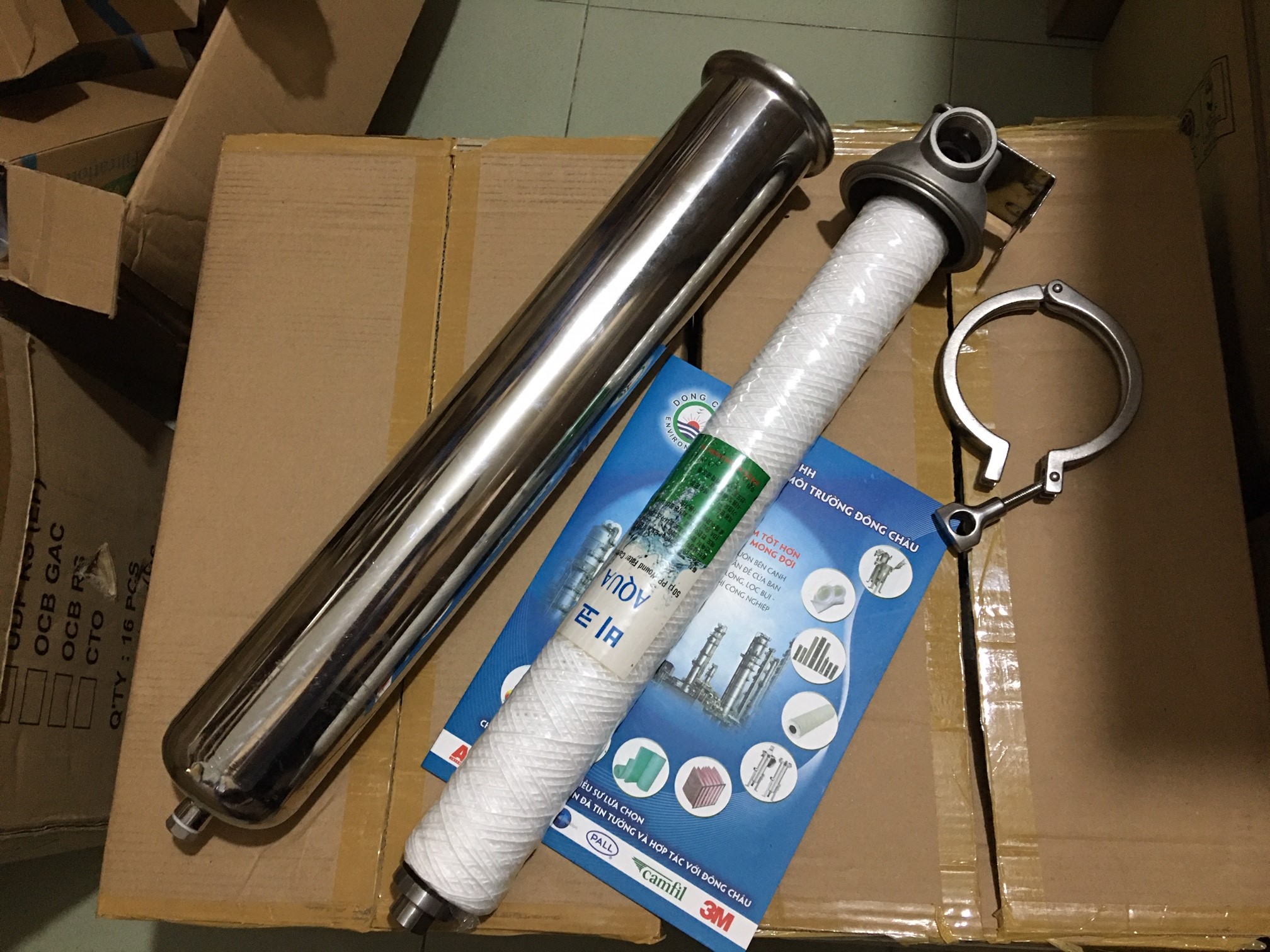 cấu tạo chi tiết bên trong Cốc lọc 1 lõi DOE 20 inch Clamp