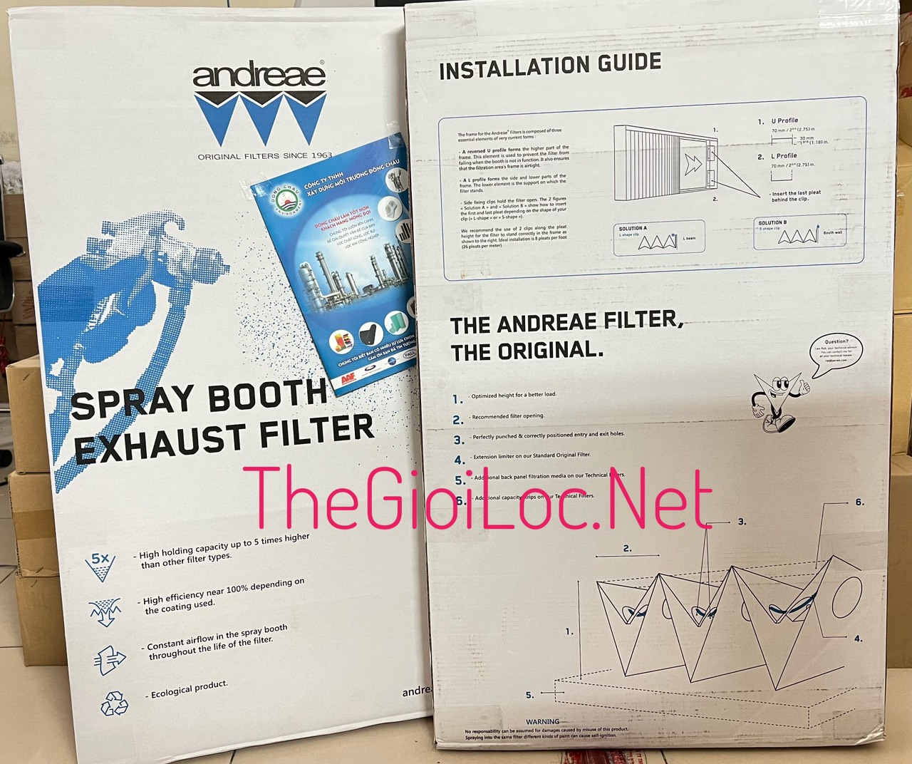 thông tin xuất xứ AF113 (Màu Trắng) Giấy lọc bụi sơn khô Andreae 2 lớp