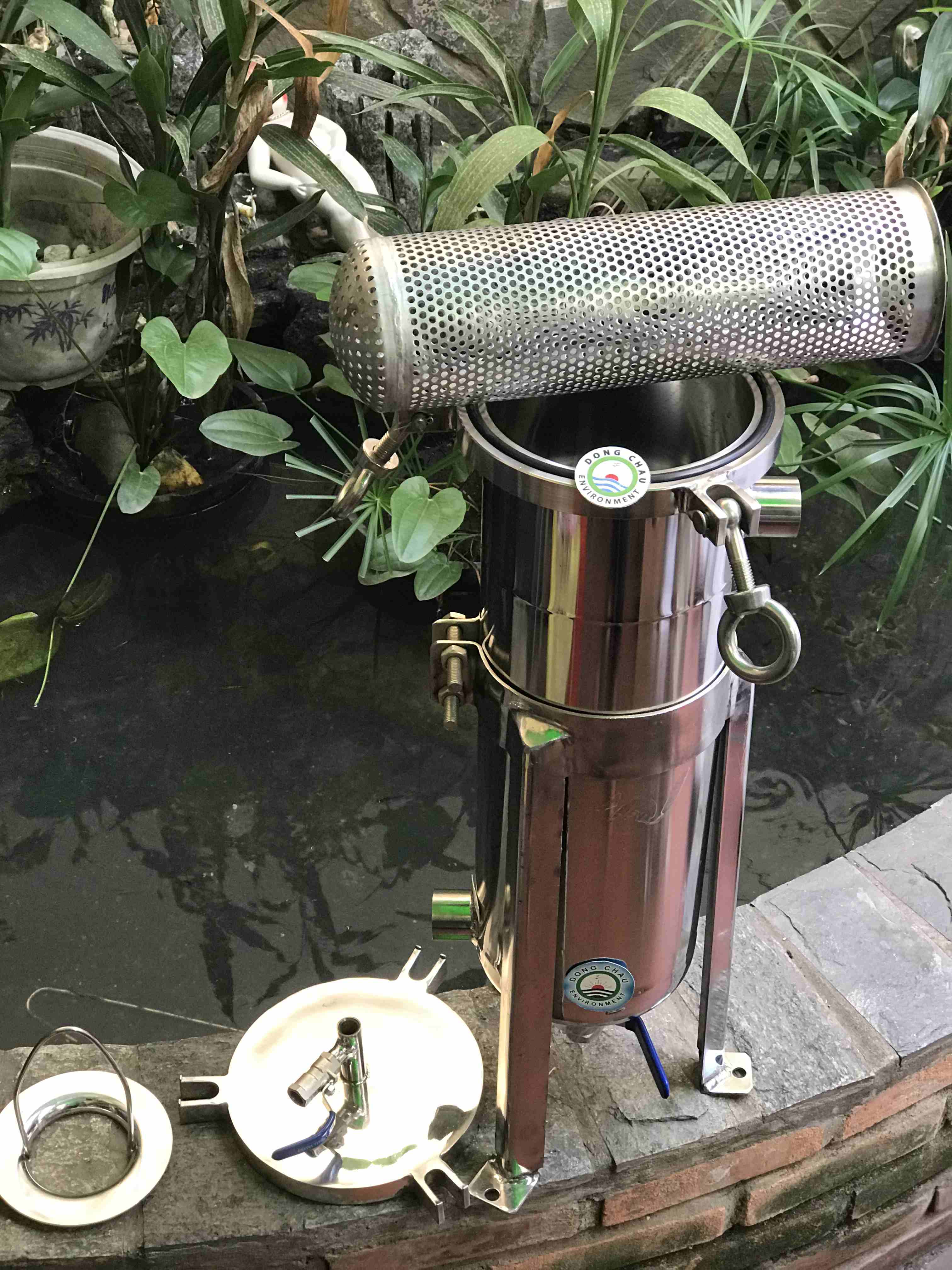 cấu tạo chi tiết rổ inox chứa túi trong Bình lọc 1 túi size 4 Trung Quốc