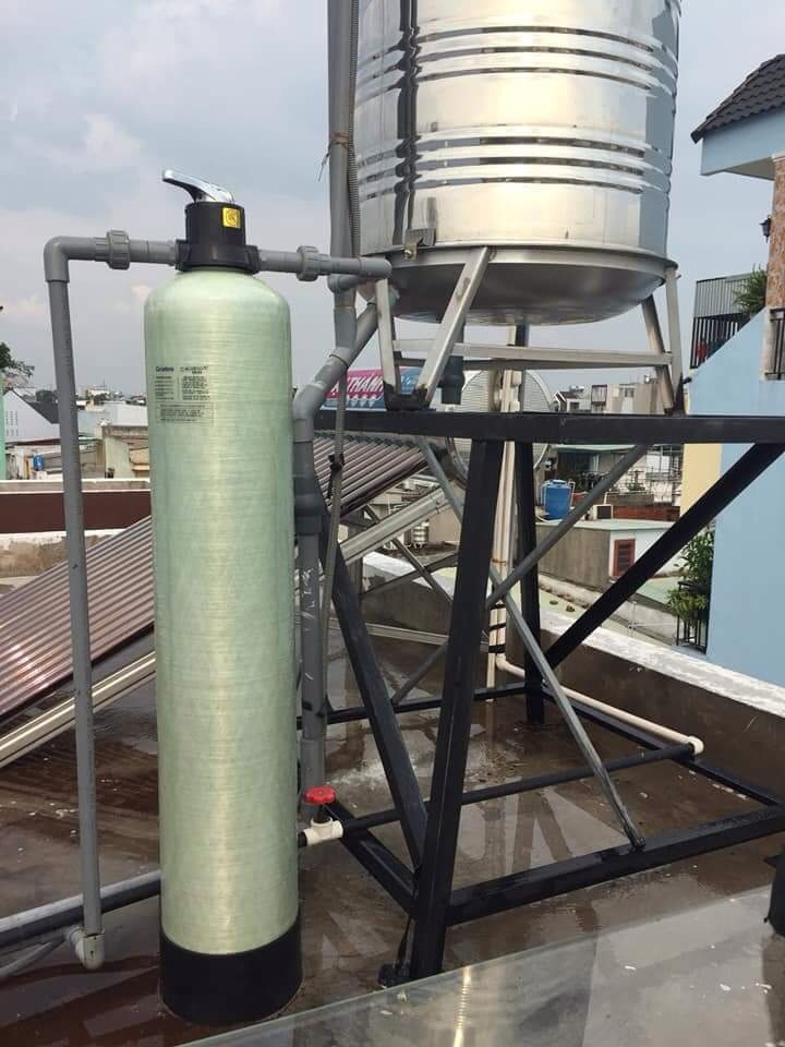 mô hình lắp đặt thực tế Cột Composite lọc nước Aqua 1354