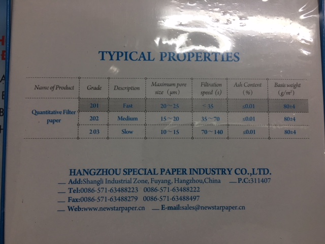Thông số kỹ thuật giấy lọc Newstar 201, 202, 203