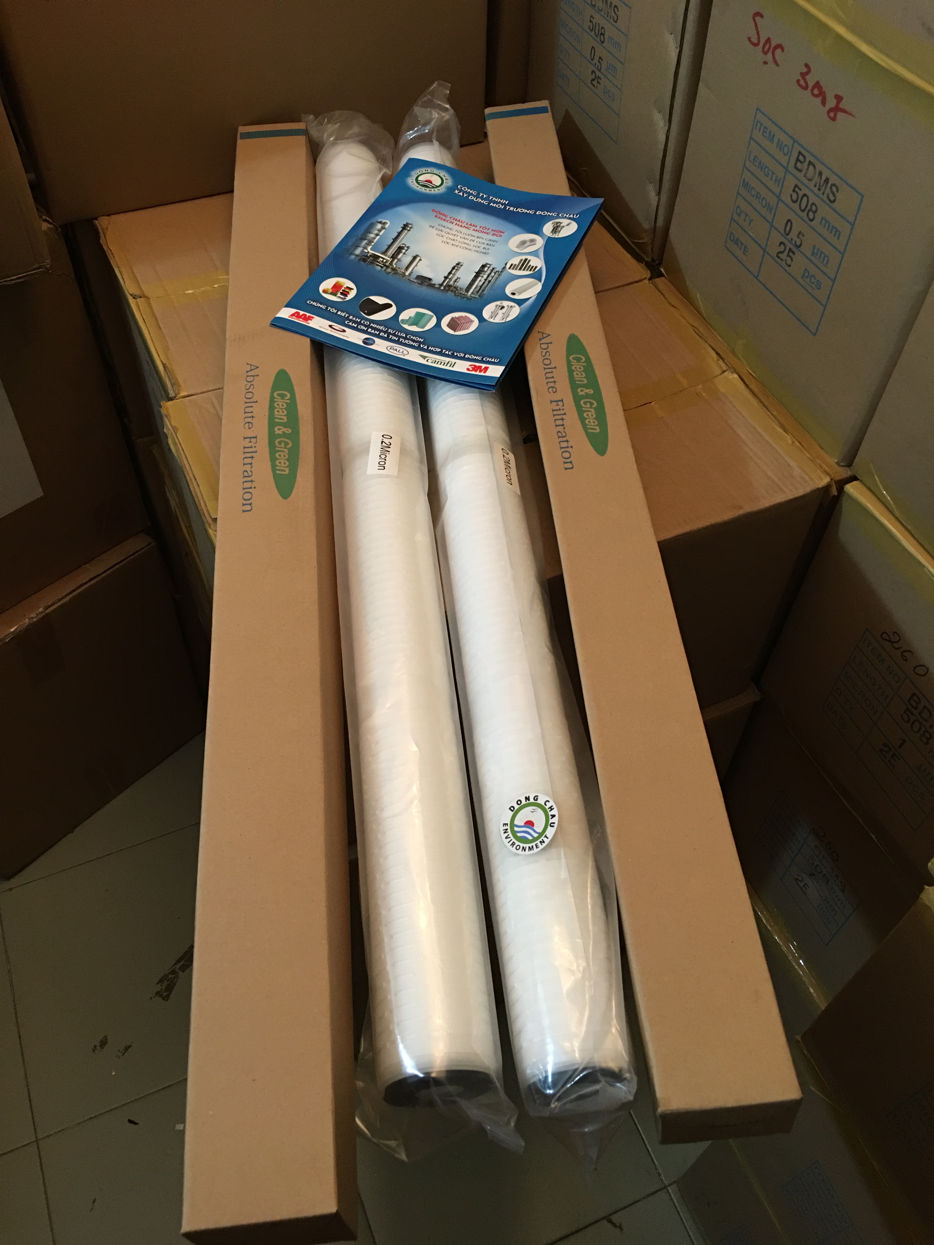 lõi lọc giấy xếp 40 inch công nghiệp 0.2 micron