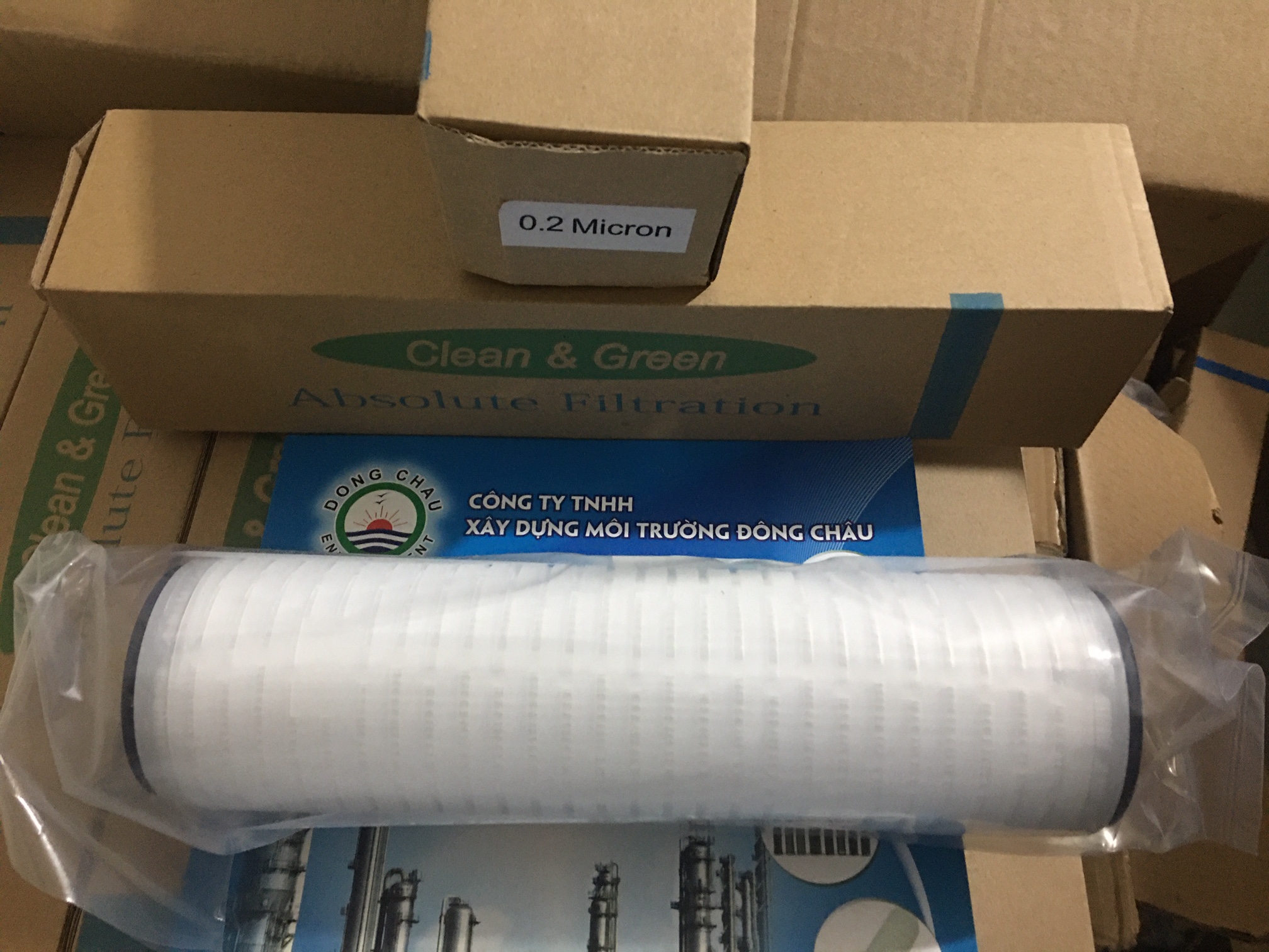 liên hệ đông châu phân phối Lõi lọc giấy xếp Clean Green DOE 10 inch 0.2 micron