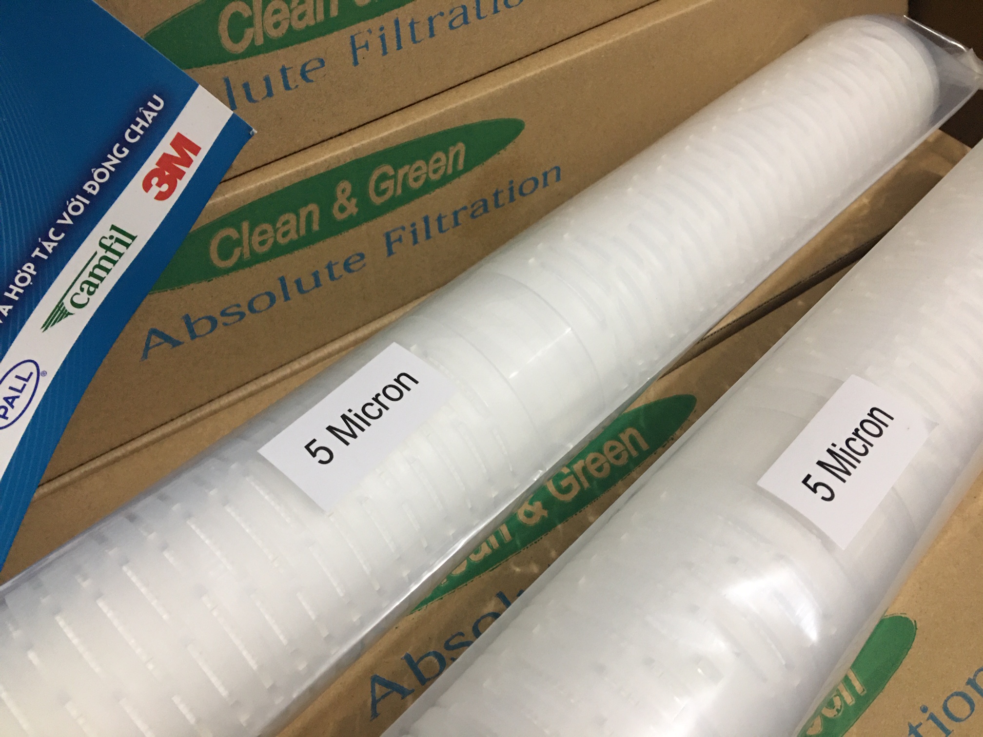 cấu tạo chi tiết Lõi lọc giấy xếp clean green 5 micron 20 inch