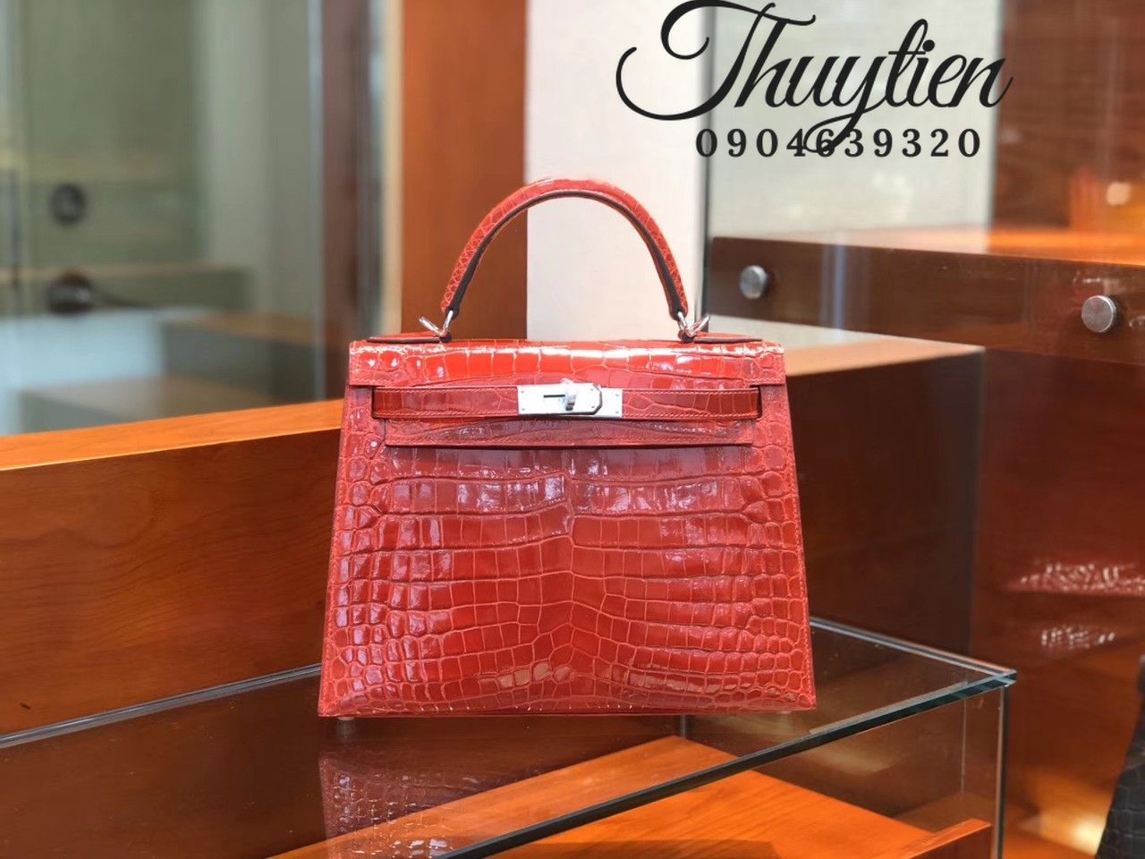Túi Xách Hermes Da Cá Sấu Khâu Tay Chuẩn Authentic