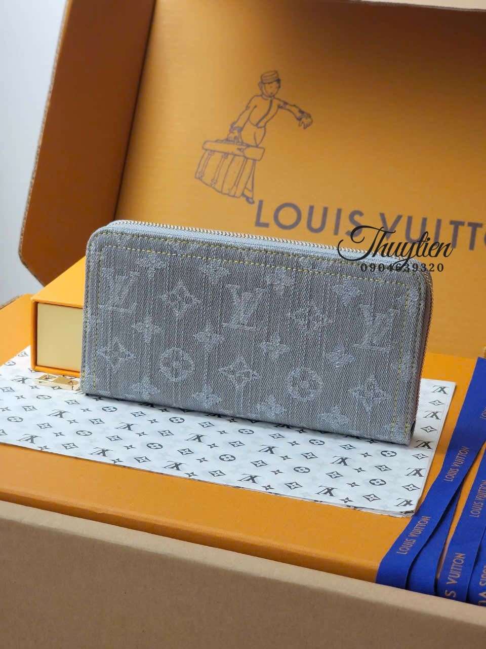 Ví Lv Da Canvas Màu Xám Cao Cấp Like Auth Mới Nhất