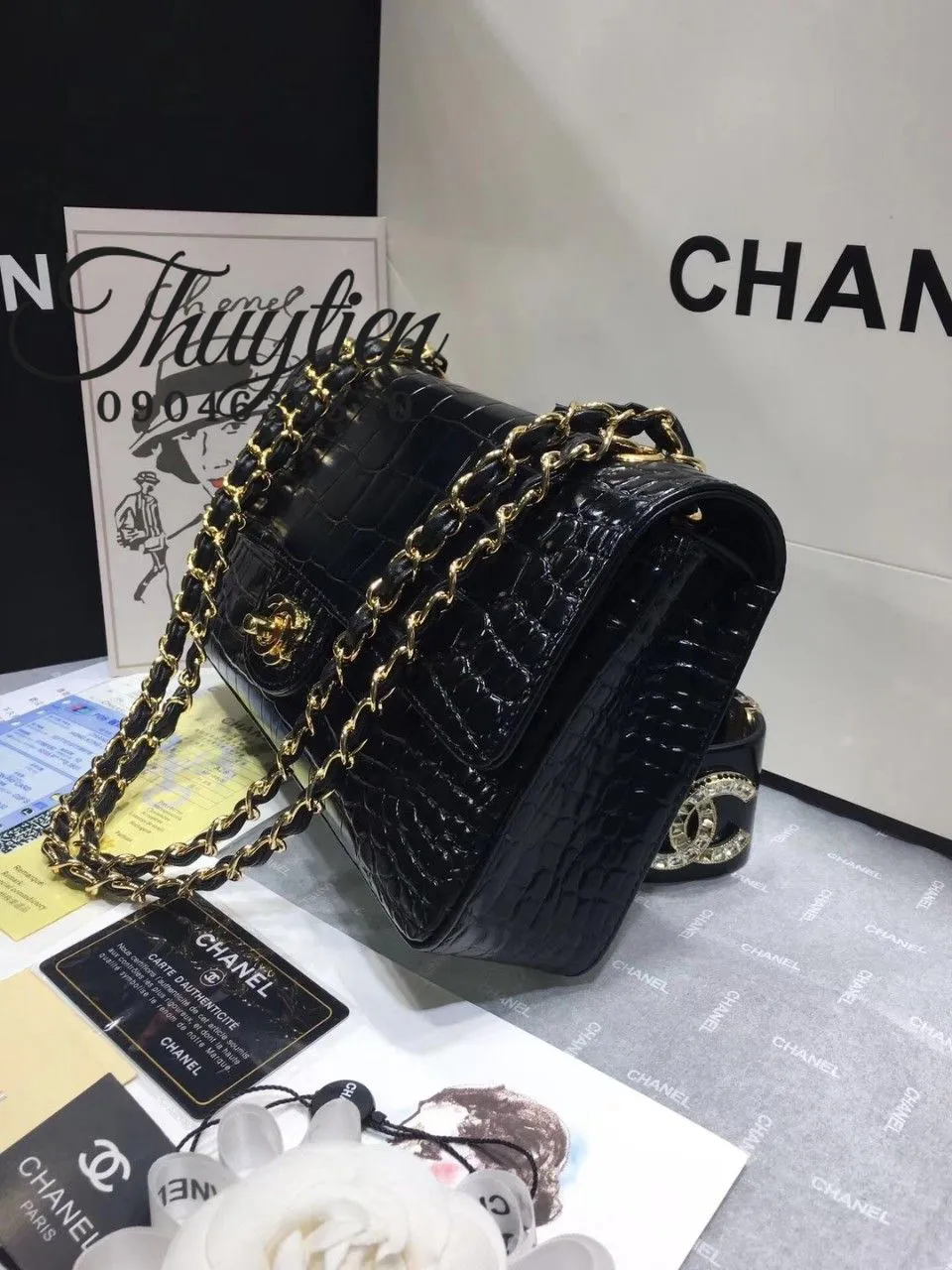 Túi xách Chanel classic da cá sấu 100