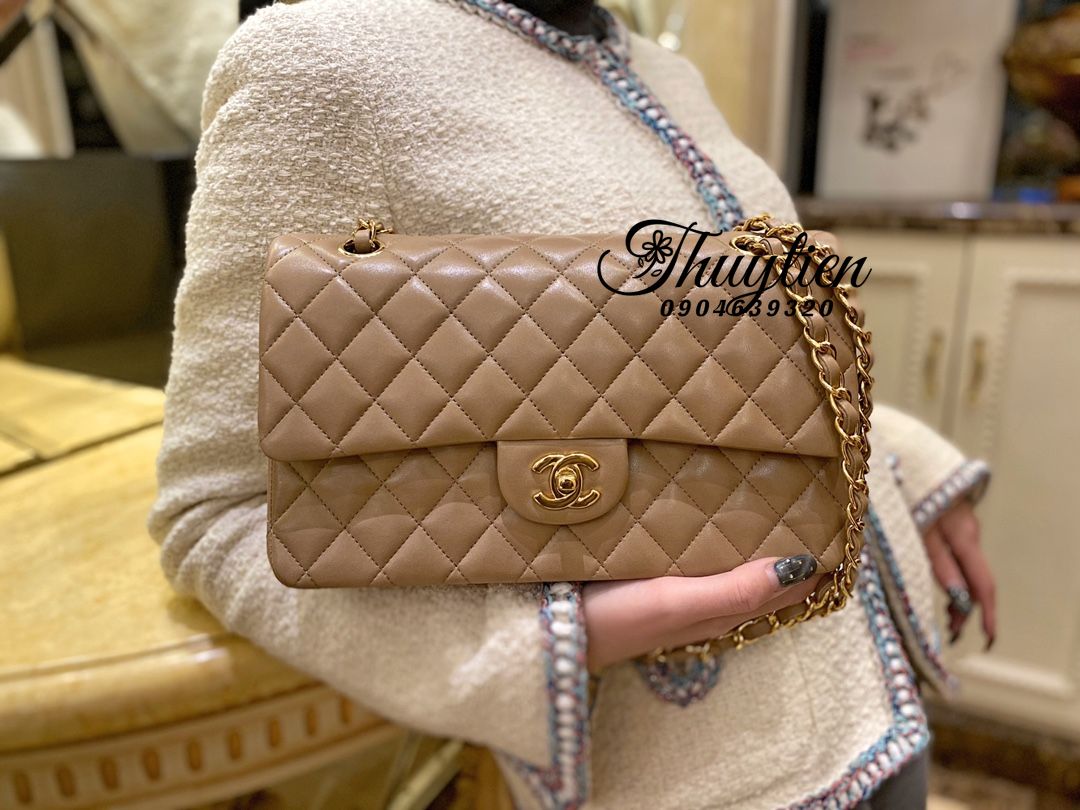 Túi Chanel classic 25 handbag da hạt màu kem  CCK022  Olagood