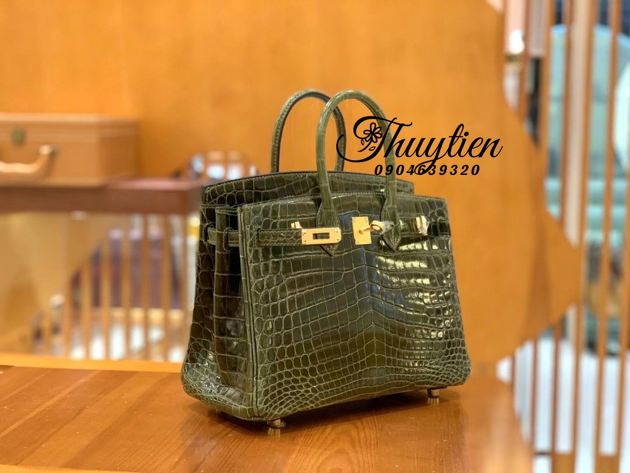 Túi Xách Hermes Da Cá Sấu Khâu Tay Chuẩn Authentic