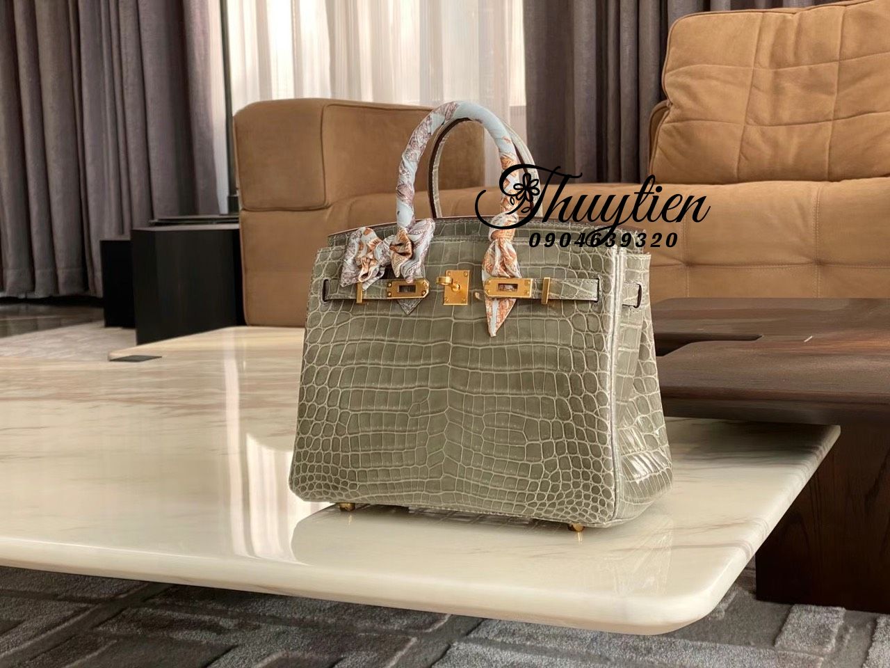 Túi Xách Hermes Da Cá Sấu Khâu Tay Chuẩn Authentic