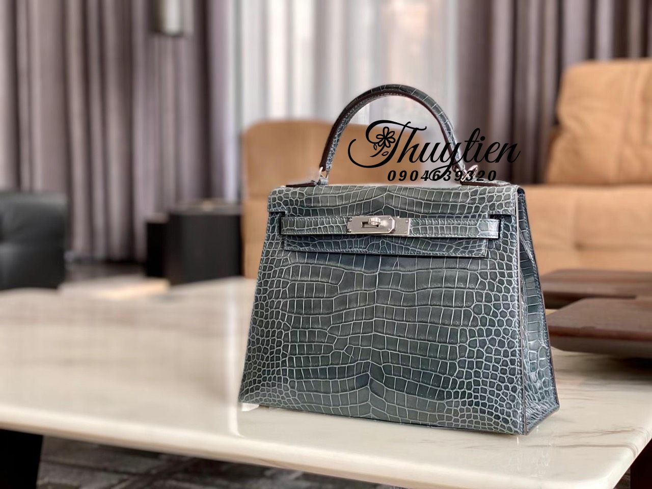 Túi Xách Hermes Da Cá Sấu Khâu Tay Chuẩn Authentic