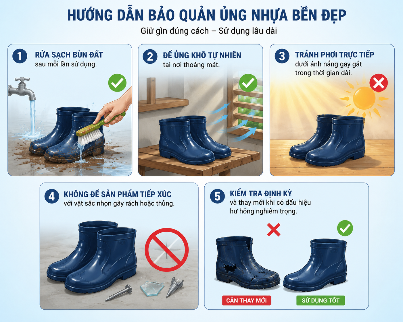 Ủng nhựa cổ ngắn bảo hộ bền bỉ cho người lao động Ủng nhựa cổ ngắn bảo hộ bền bỉ cho người lao động