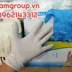 Bao tay cao su y tế nitrile màu trắng không bột Merufa Việt Nam