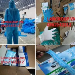 Combo quần áo khẩu trang găng tay nón phòng sạch phòng dịch covid 19