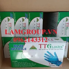 Găng tay y tế cao su tổng hợp Nitrtile TT Gloves 4.5gr xanh