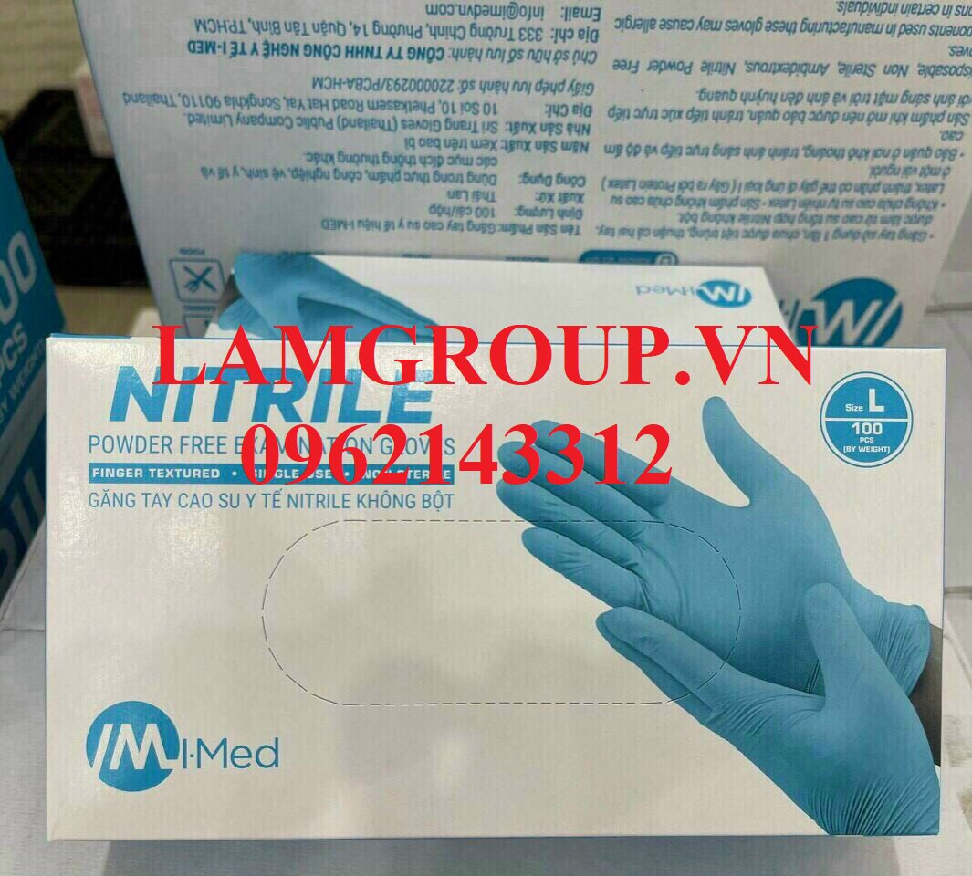 Găng tay y tế cao su nitrile IMED Thái Lan không bột màu xanh và màu đen