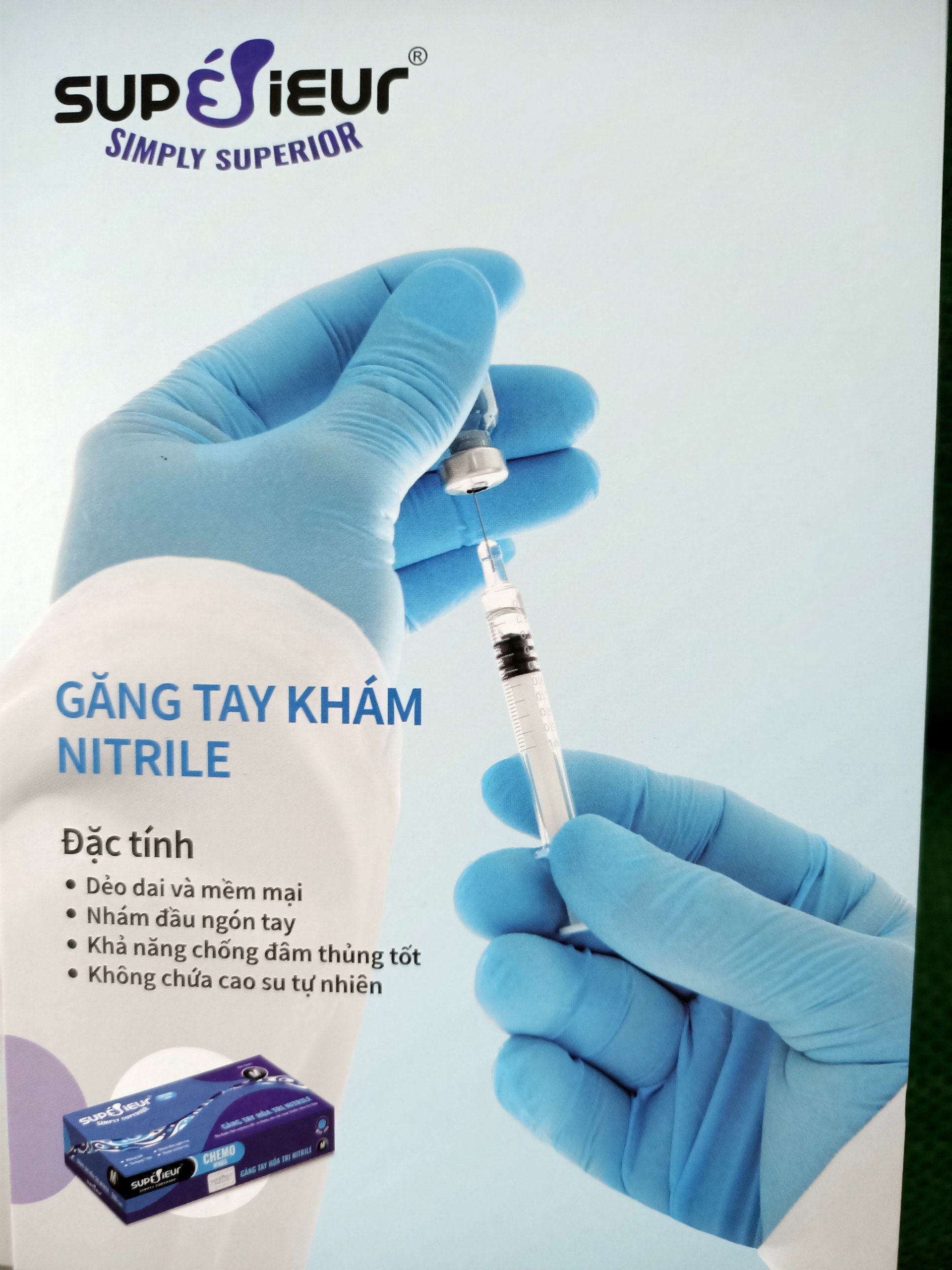 Găng tay cao su y tế Superiuer Latex Nitrile Vinyl có bột không bột Lamgroup