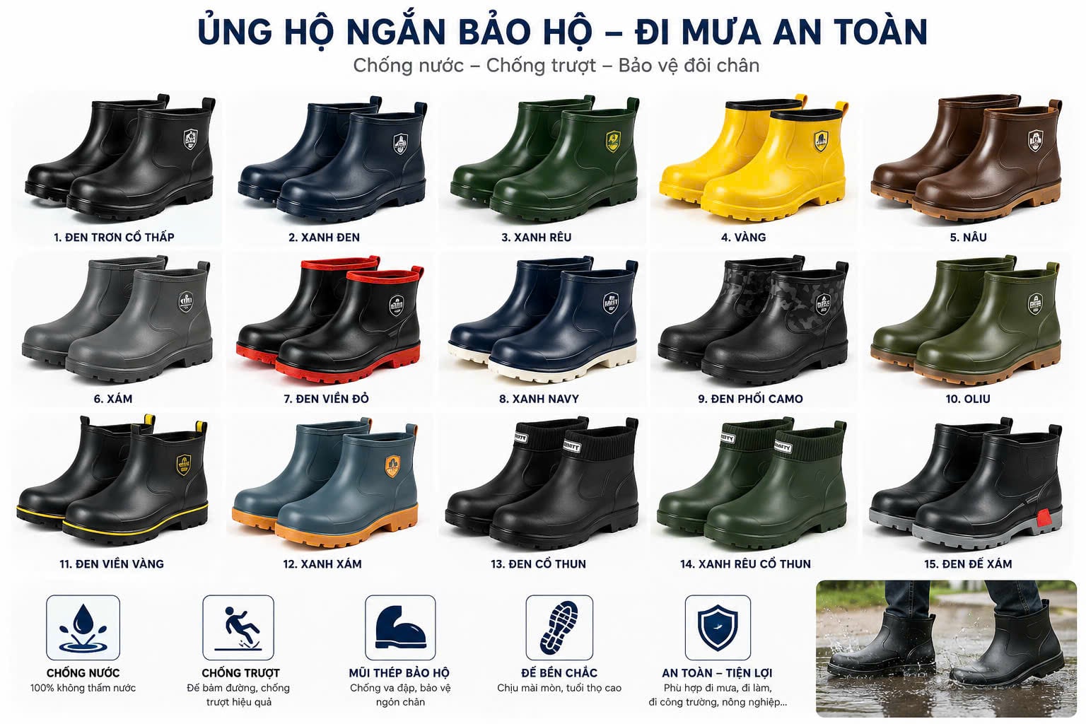 Ủng đi mưa siêu nhẹ giúp di chuyển mùa mưa tiện lợi Ủng đi mưa siêu nhẹ giúp di chuyển mùa mưa tiện lợi